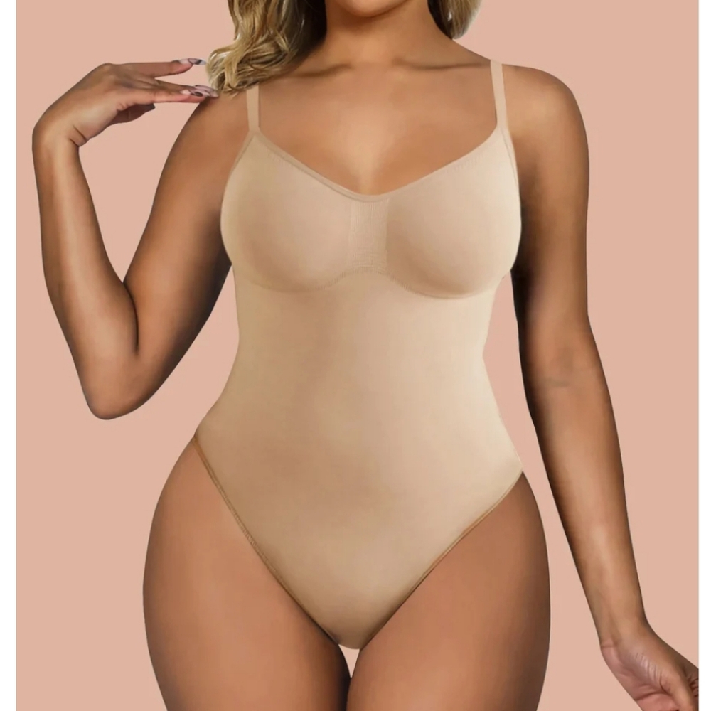 Shaperx bodysuit sculpting briefs body shaper, beige, S/M, new in sealed bag